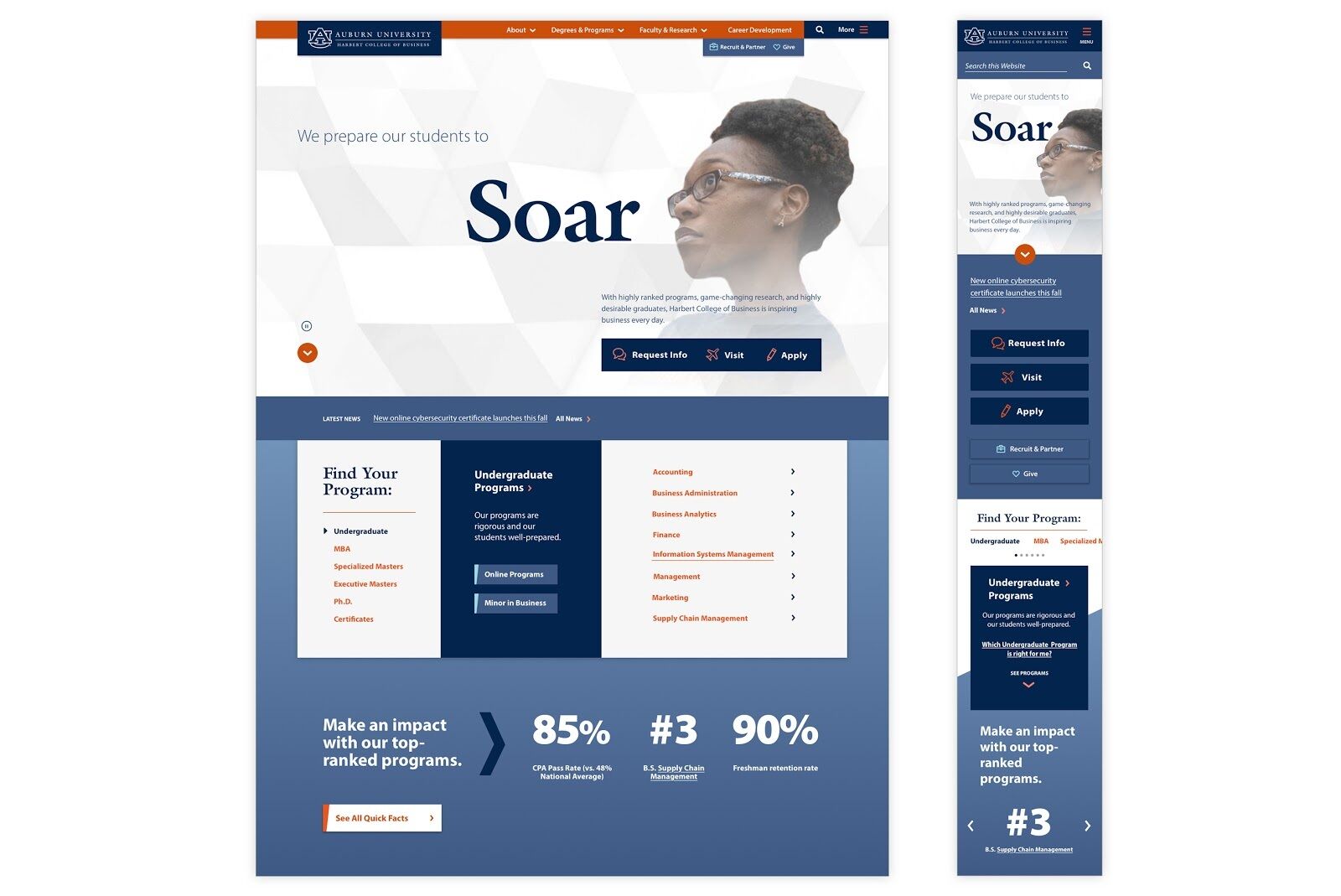 Harbert's new website in desktop and mobile formats