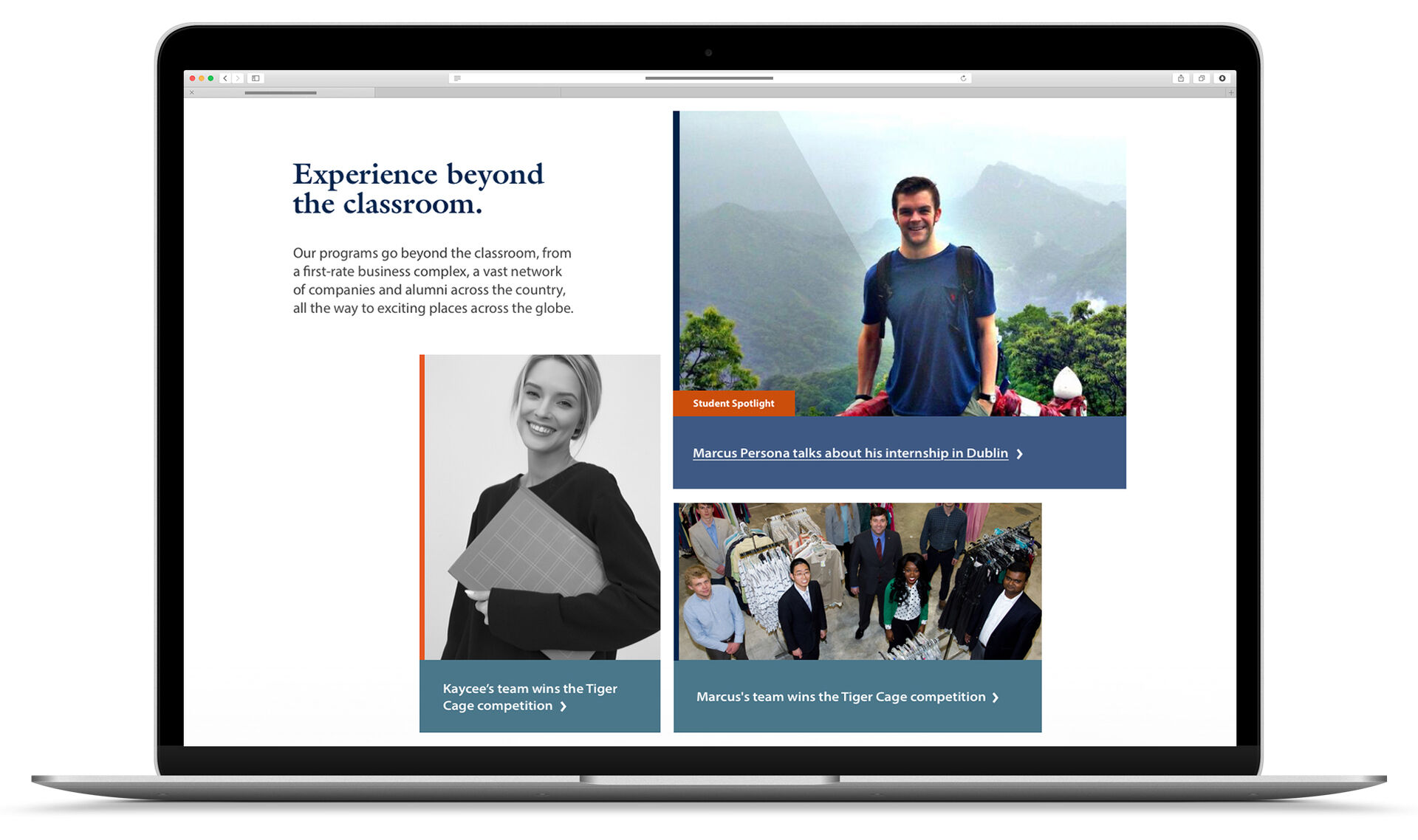 feature stories from students and faculty on Harbert's website