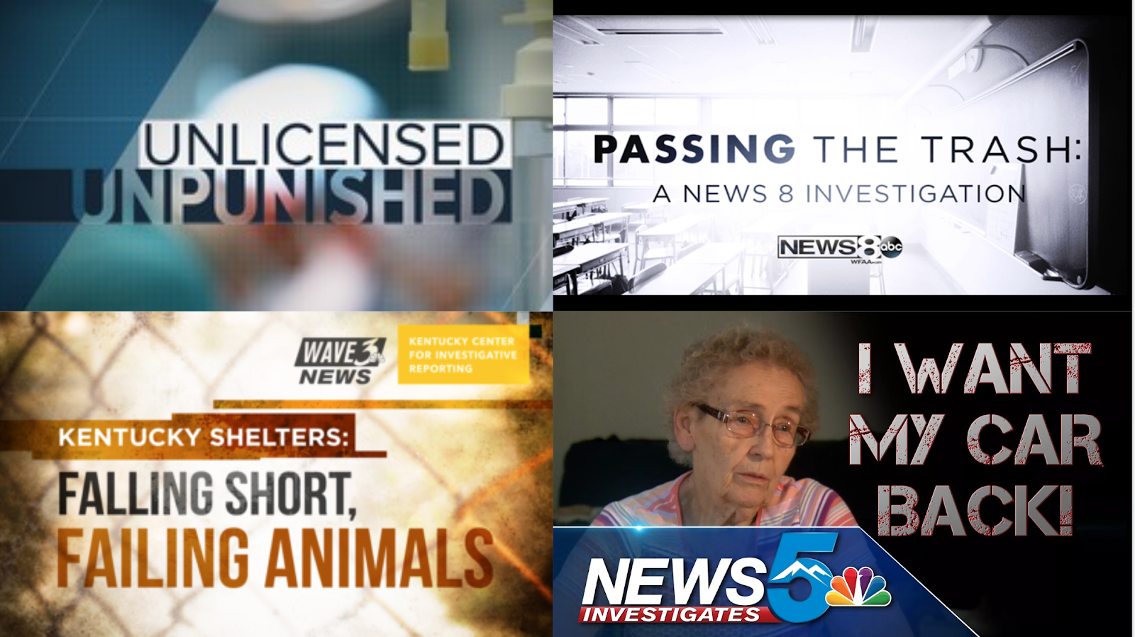 screenshot of various TV news broadcasts