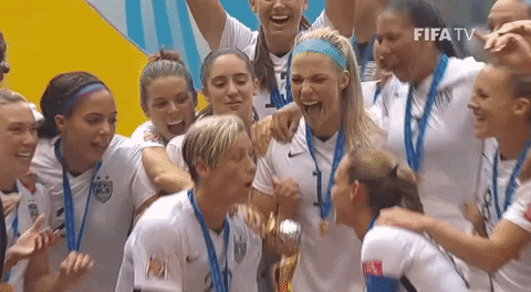 United States Women's National Team with their winning trophy